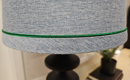 Black Base Table Lamp with Light Blue Shade