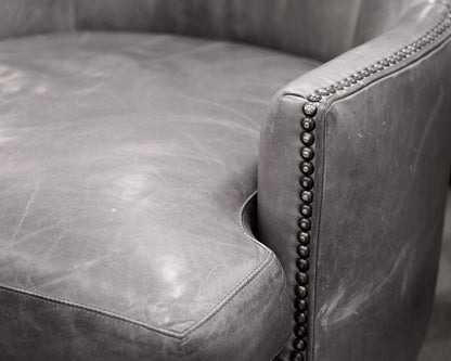 Crate & Barrel Gray Leather Wing Chair