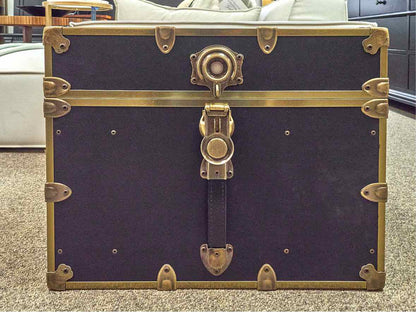 PB Teen 24" Dorm Trunk in Black Canvas and Rubbed Brass