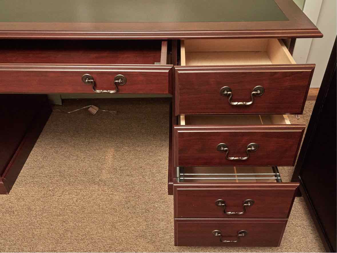 Cherry Finish Veneer  6 Drawer Desk