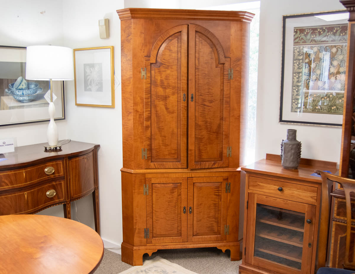 Eldred WheelerTiger Maple Corner Cabinet