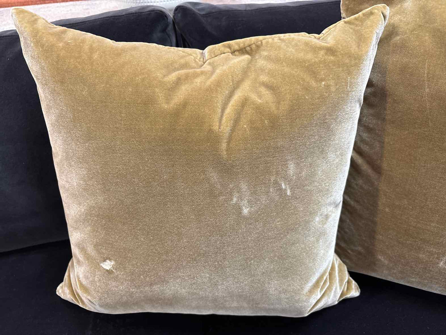 Pair of Antique Gold Velvet Accent Pillows