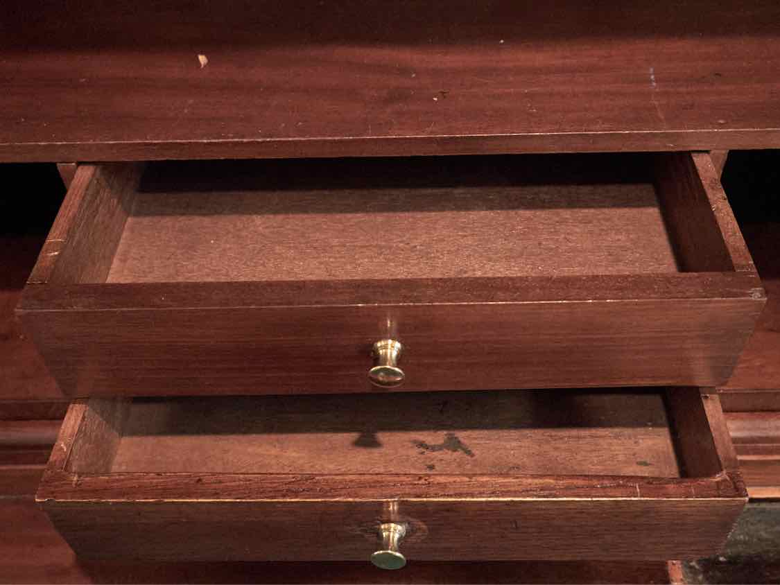 Two Piece Mahogany Empire Style Secretary Desk Circa 1900's