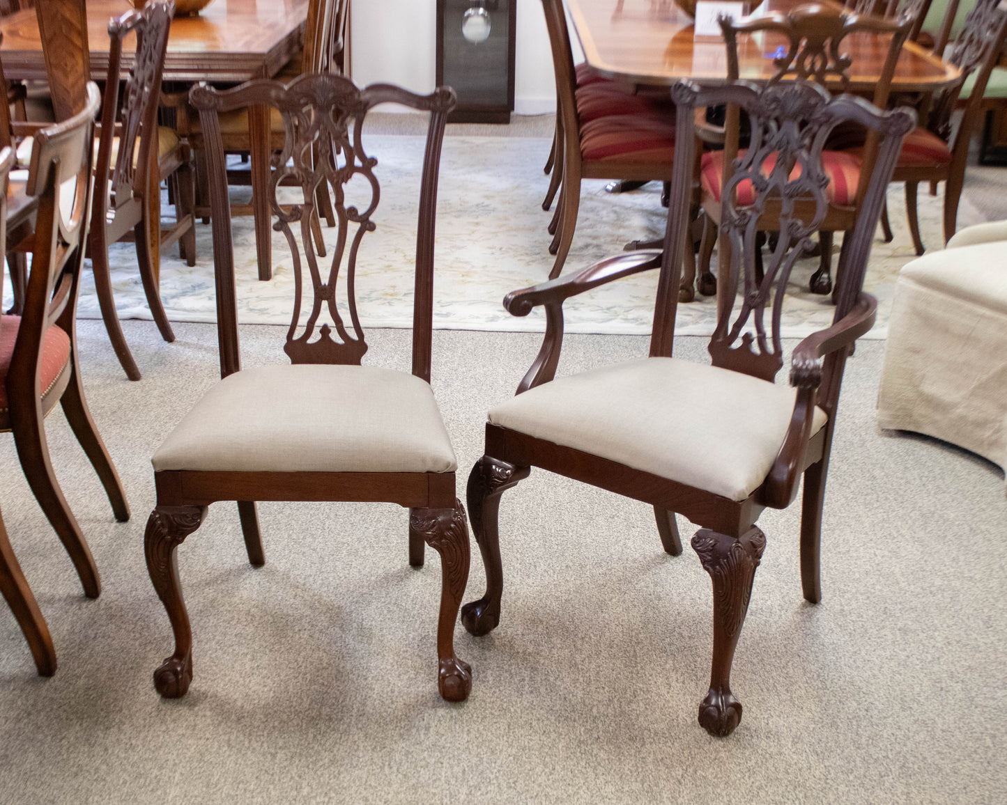 Set of Six Ethan Allen Chippendale Dining Chairs