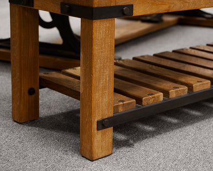 Arhaus Leather Industrial Dining Bench