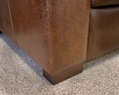 Soft Line Brown Leather Track Arm 67" Sofa