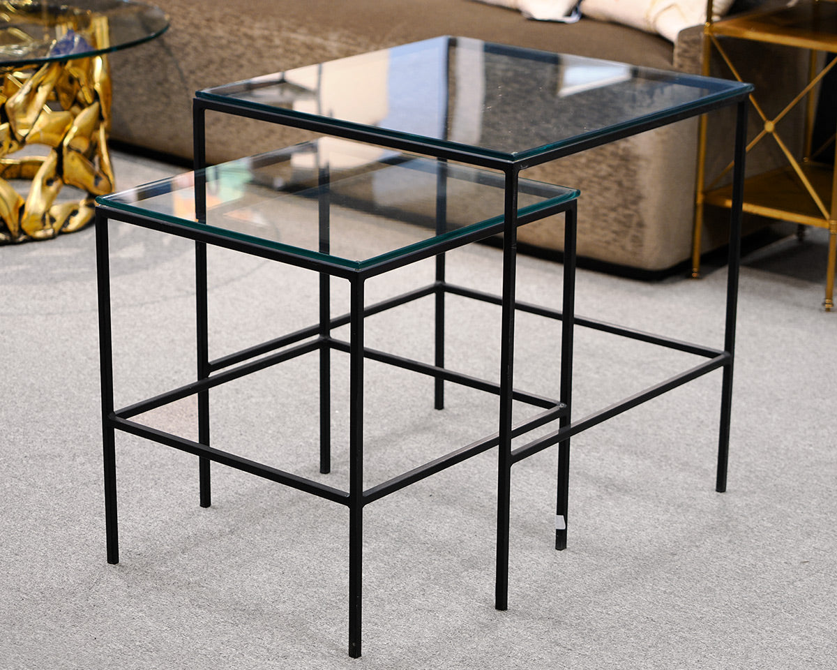 Glass Top Cocktail Table With Two Side Tables Set
