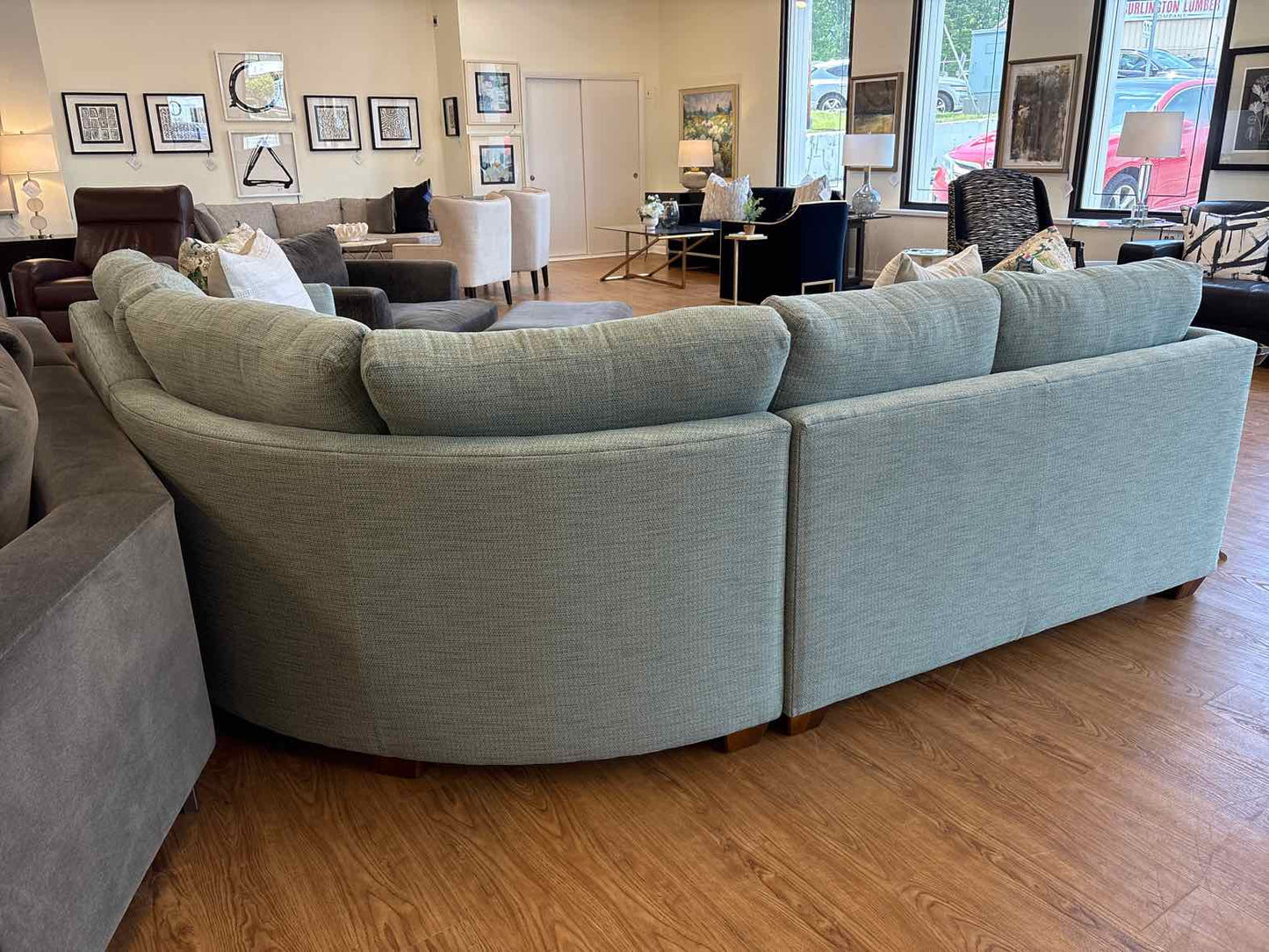 Norwalk 3-Piece Curved Sectional in Sky Blue Tweed