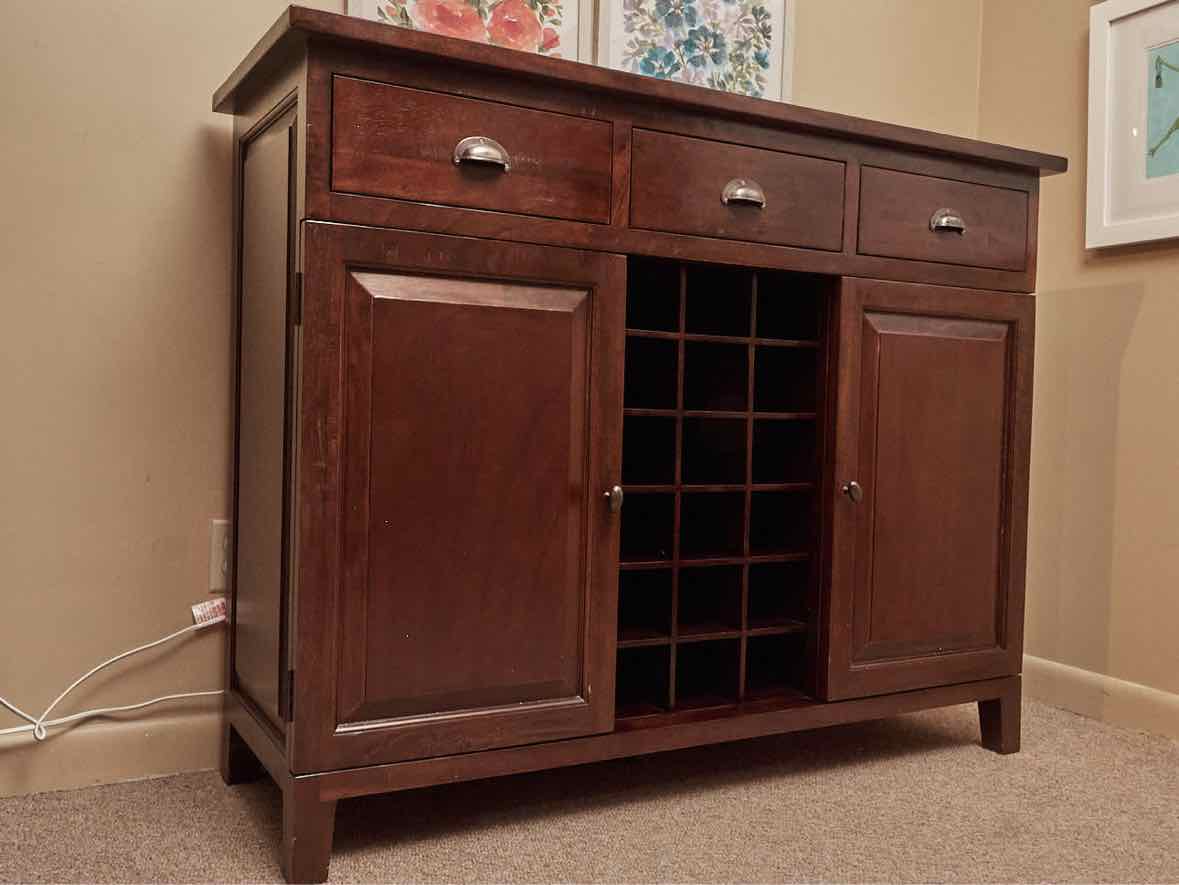 Boston Interiors Mahogany 3 Drawer & 2 Door Sideboard with Wine Bottle Rack
