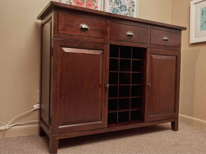 Boston Interiors Mahogany 3 Drawer & 2 Door Sideboard with Wine Bottle Rack