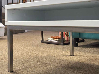 Pair of Global Furniture Contemporary White Side Tables with Chrome Legs