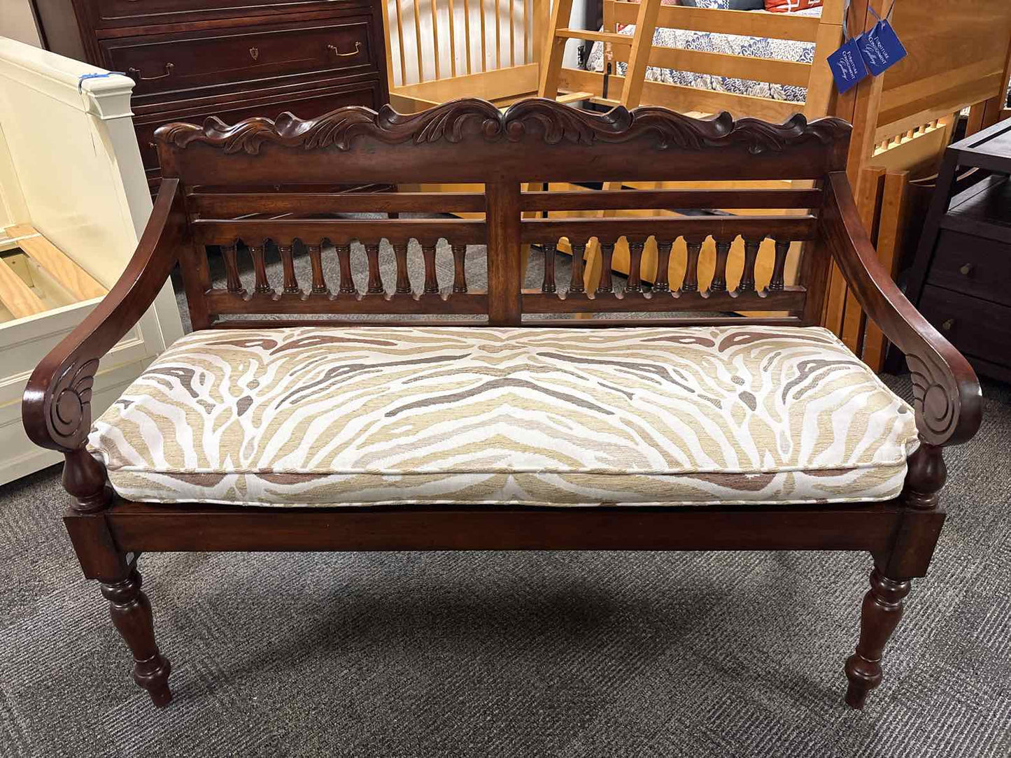 Furniture Classics Ltd. Carved Mahogany Bench