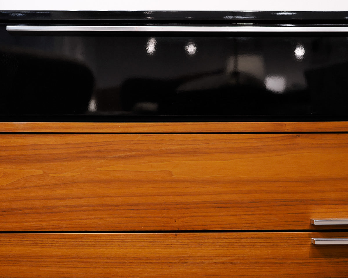 Contemporary Black Lacquer and Walnut Nesting Media Console