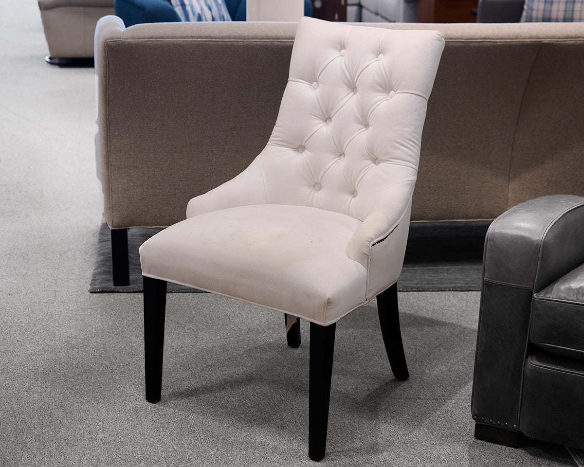 Restoration Hardware White Velvet Tufted Accent Chair