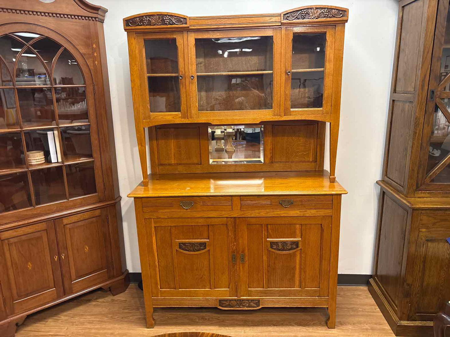 Anqitue Biedermeier 2-Piece Inlaid Cabinet