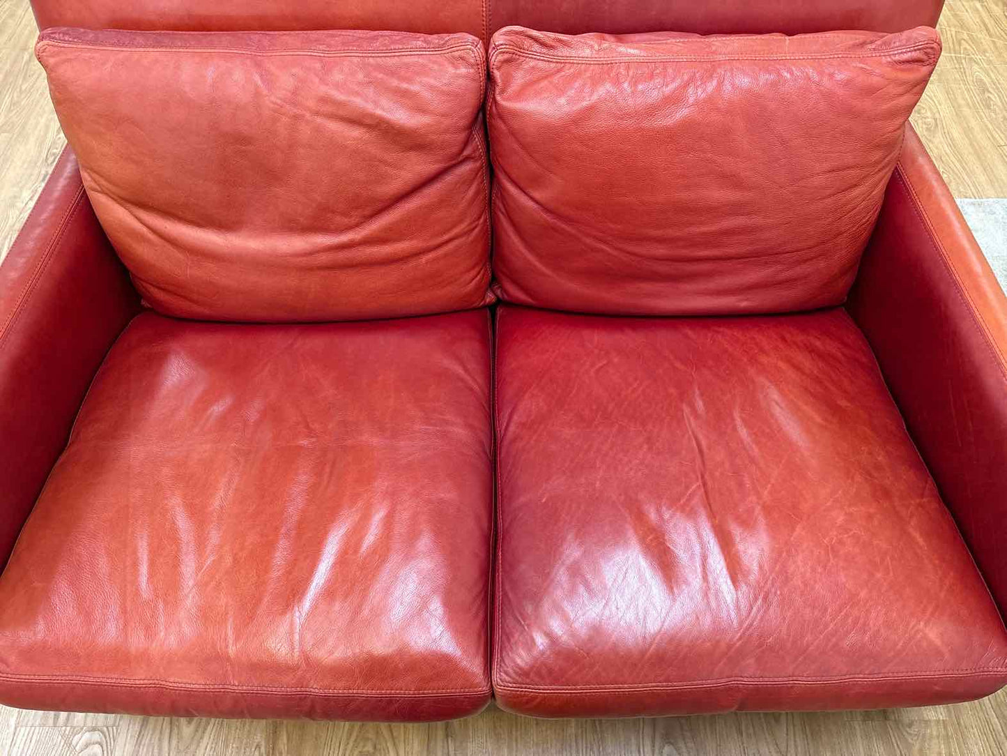 Lee Industries Red Leather Loveseat