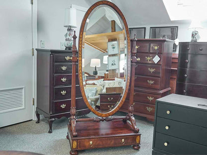 Maitland Smith  Mahogany Cheval Mirror