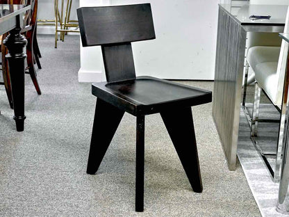 Crate & Barrel 'Yukon' Live Edge Table & Set of 4 Matching Chairs in Black-Brown
