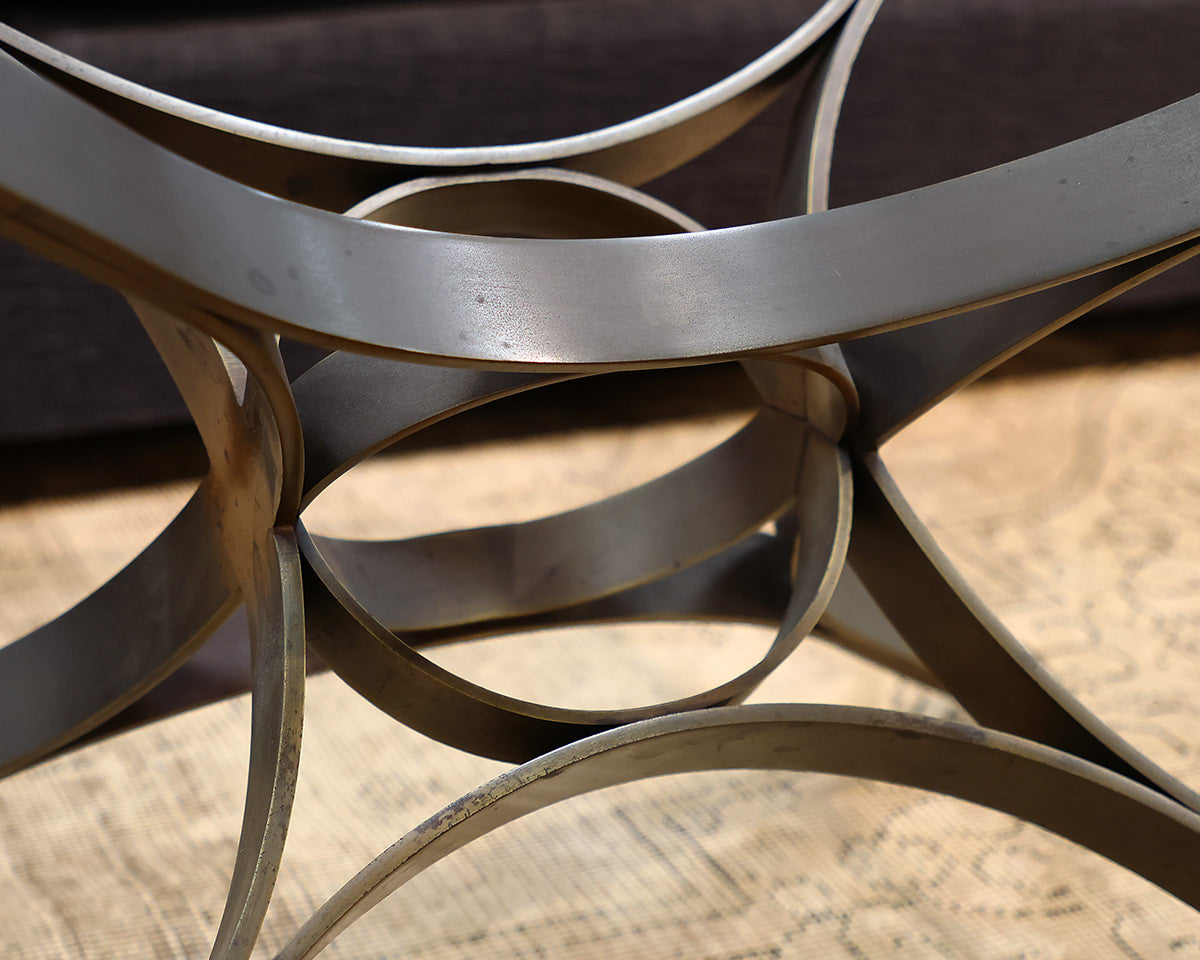 Roger Sprunger Glass and Bronze Cocktail Table