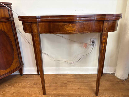 Mahogany Inlaid Flip Top Game Table