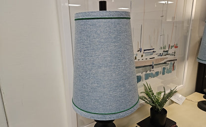 Black Base Table Lamp with Light Blue Shade