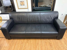 Ethan Allen Black Leather Sofa