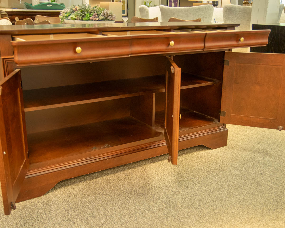 Louis Philippe 3-Door Server in Dark Cherry Finish