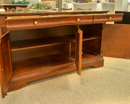 Louis Philippe 3-Door Server in Dark Cherry Finish