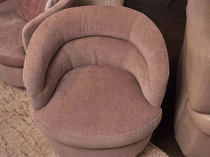 Pair of West Elm Milo Baughman Style 'Light Pink Shimmer' Swivel Modern Chairs
