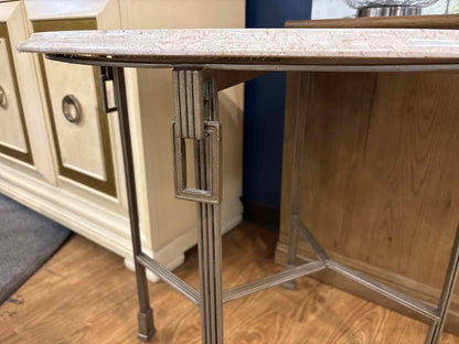 Round Side Table with Stone Top