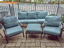 Black Cast Aluminum Outdoor Sofa & 2 Chair & Ottoman  Set