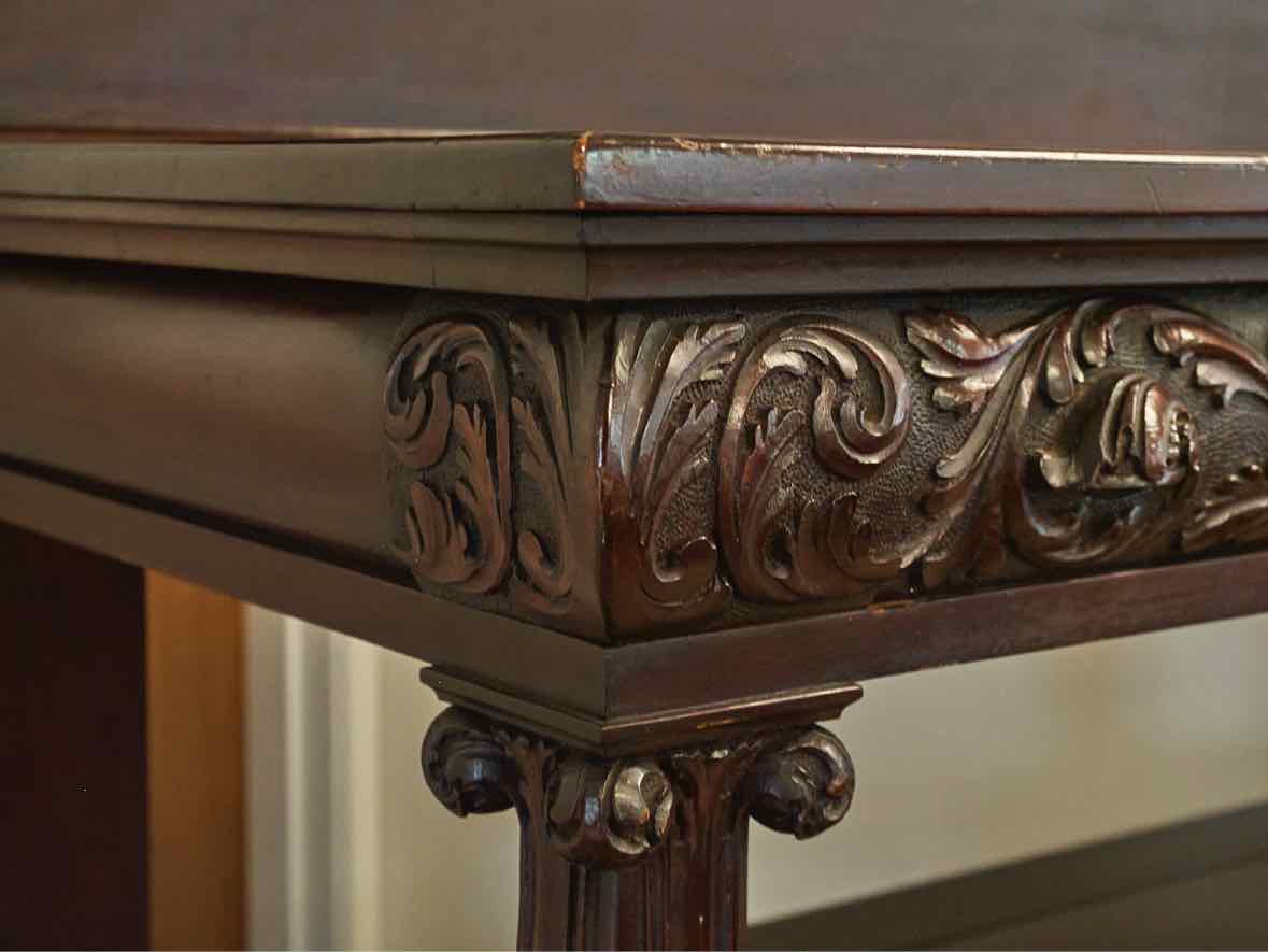 Carved Open Server with Backsplash in Dark Finish Mahogany