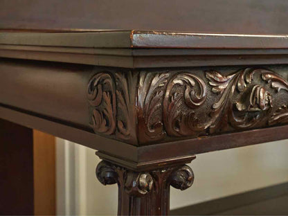 Carved Open Server with Backsplash in Dark Finish Mahogany
