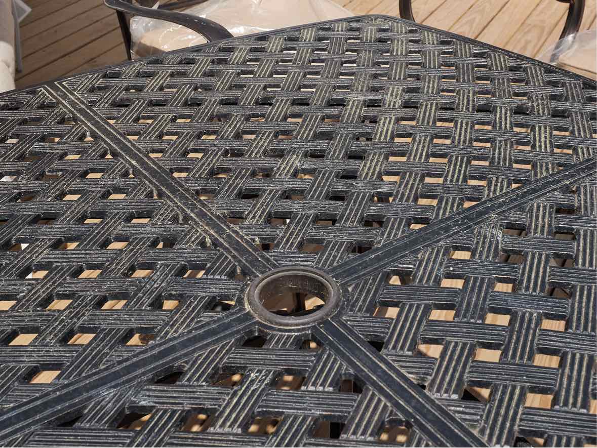 Black Basket Weave Top Metal Pub Outdoor Dining Set