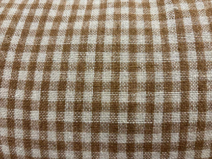 Haomy Nutmeg & Taupe Plaid Linen Lumbar Pillow