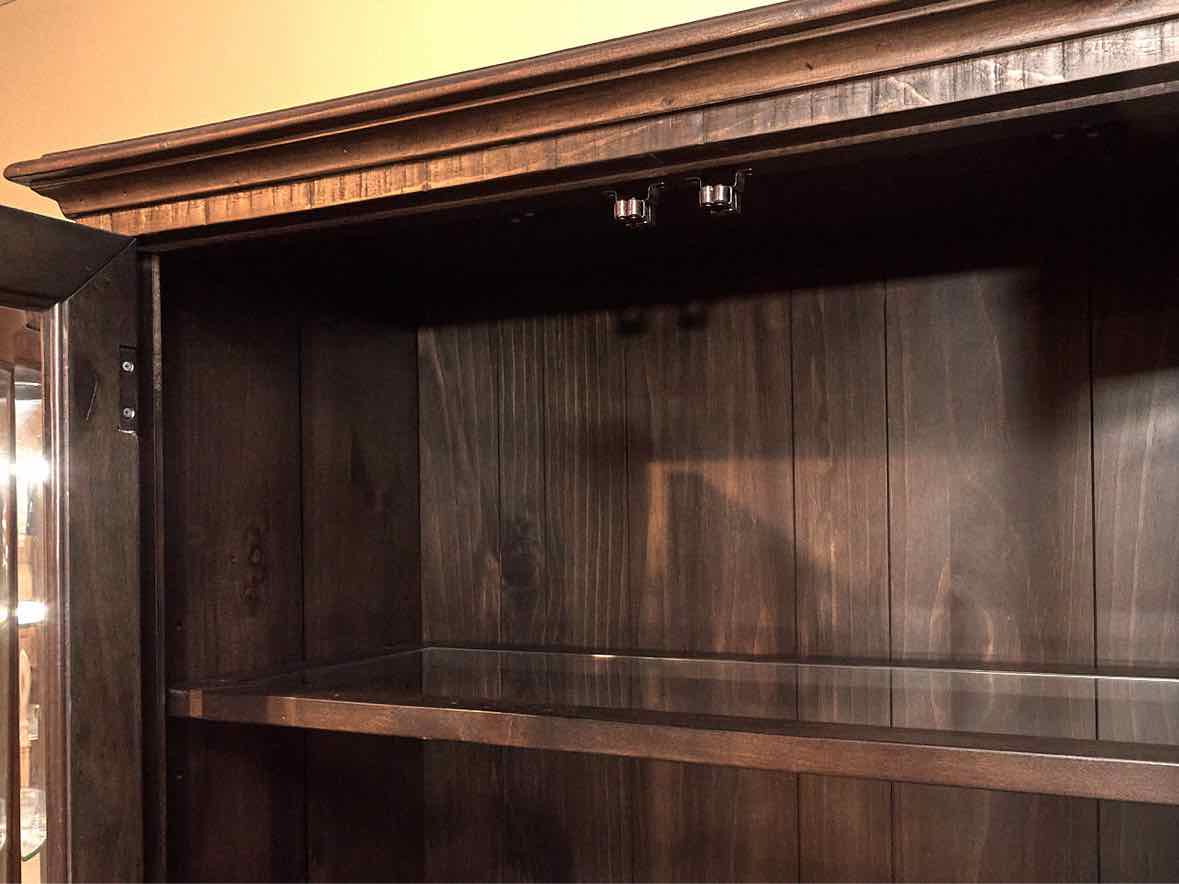 ' Driftwood Charcoal' Finish 2 Glass Door 1 Drawer 3 Shelf  Display Cabinet