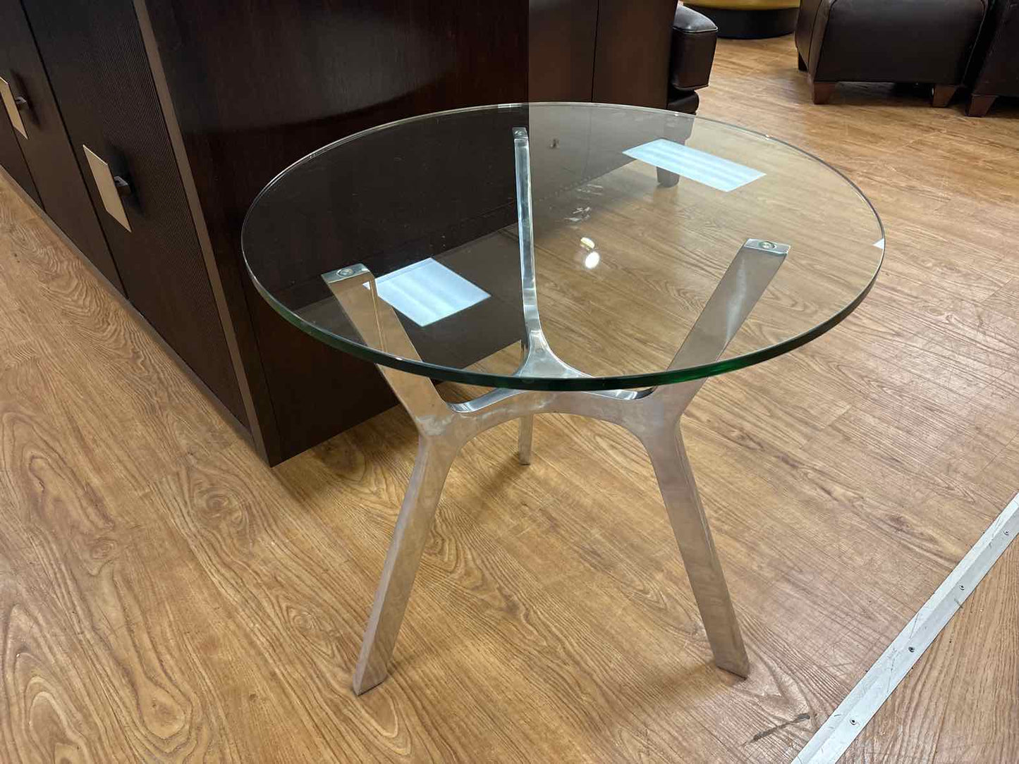 Crate & Barrel 'Elke' Glass Top Side Table