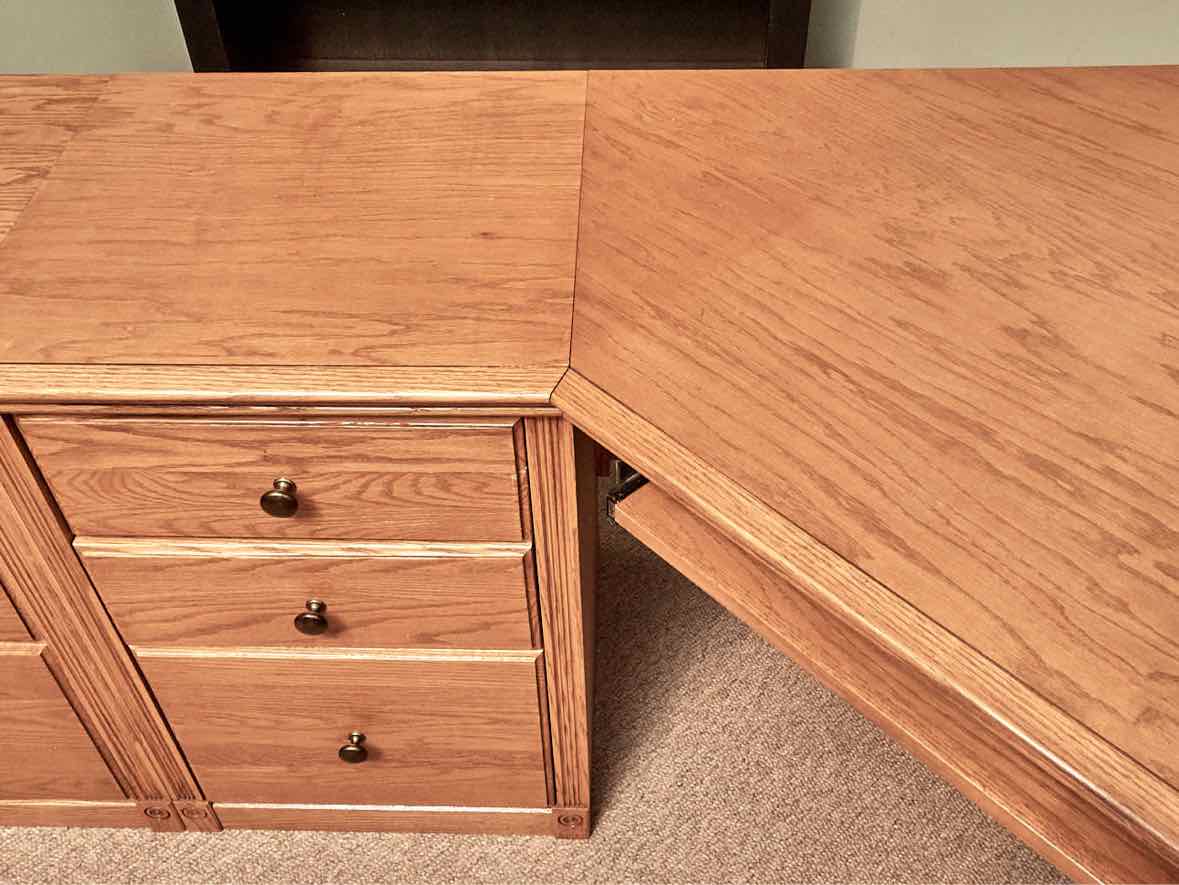 Unfinished Business Oak  Corner Desk with 6 File Drawers