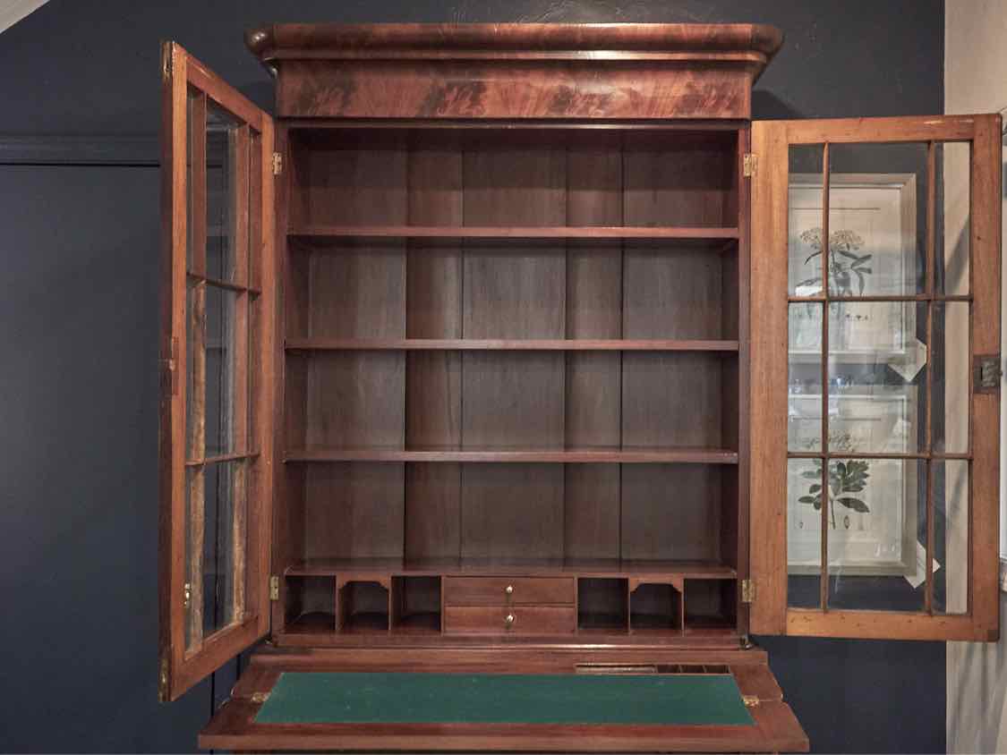 Two Piece Mahogany Empire Style Secretary Desk Circa 1900's