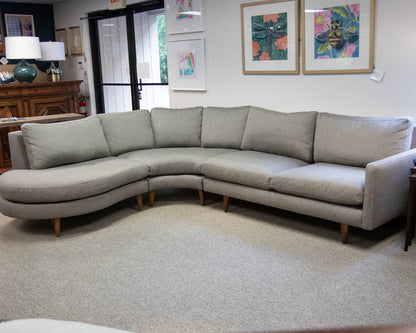 Room & Board 'Jasper' Curved Sectional in Medium Grey