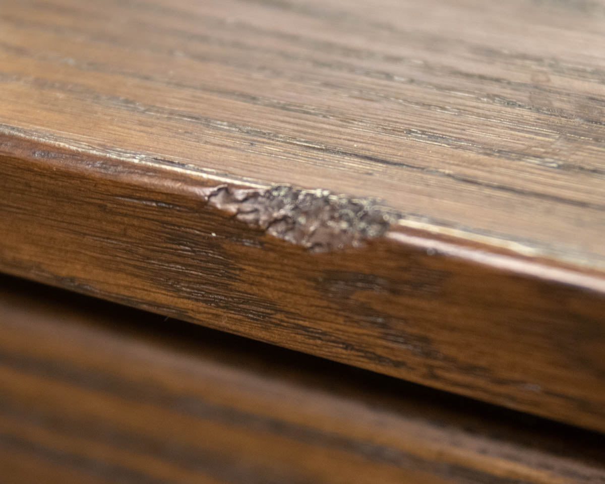 Pottery Barn Cocktail Table in Dark Finish Oak with Drawer