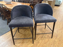 Crate & Barrel Pair of 'Camille' Velvet Counter Stools