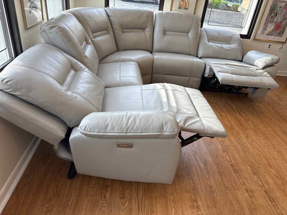 Kuka Home Grey Leather Power Reclining Sectional