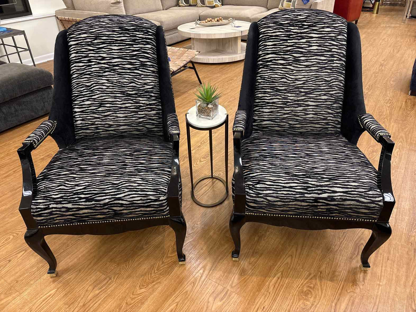 Caracole Pair of Zebra Wing Chairs