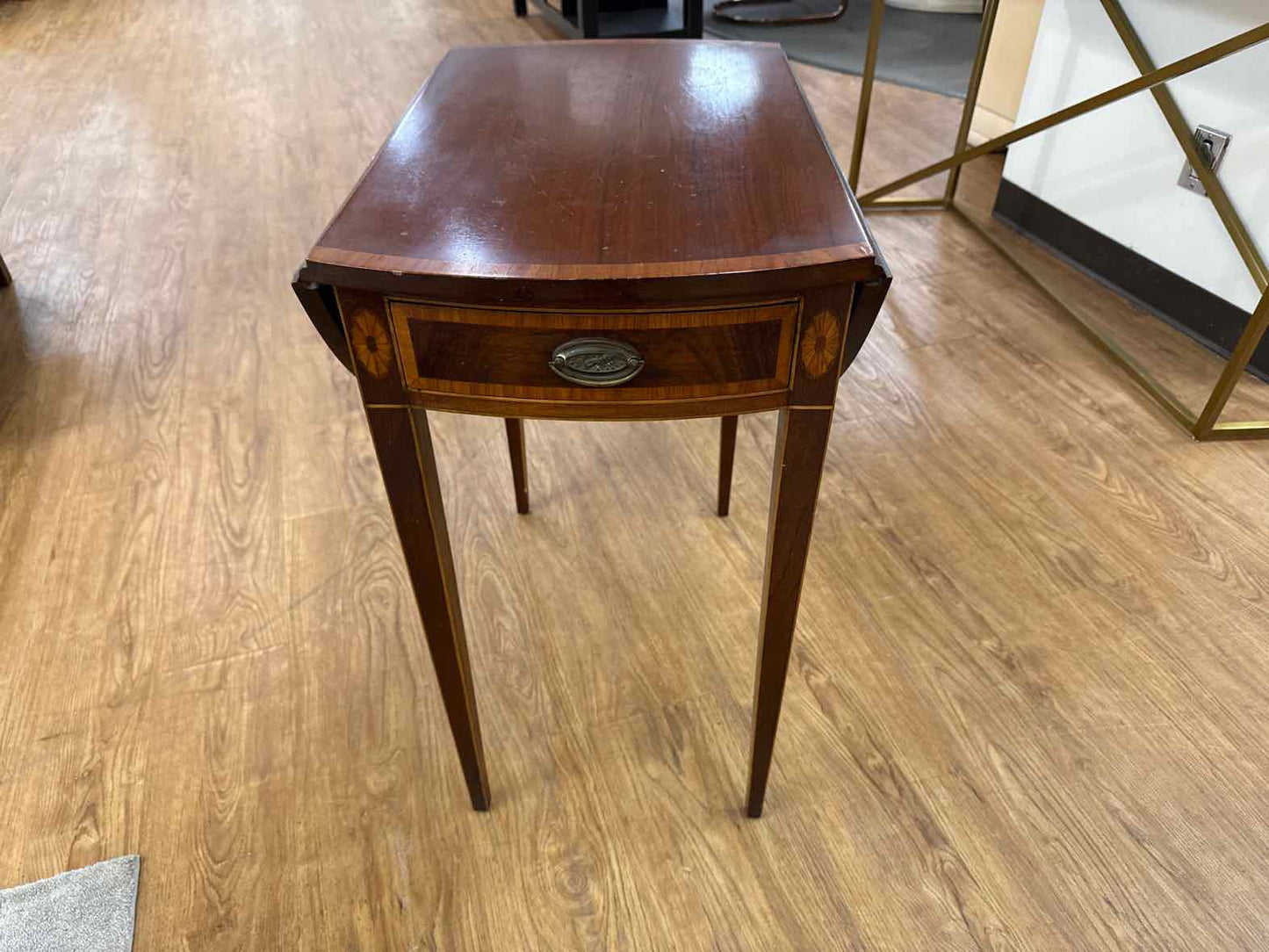 Mahogany Inlaid Drop Leaf Side Table