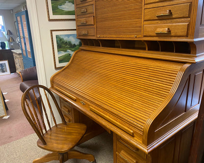 National Mt. Airy Three Piece Oak Roll Top Desk