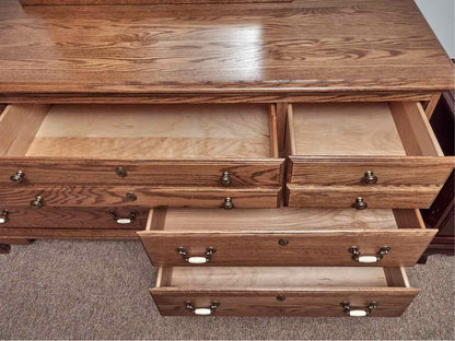 Jamestown Sterling Oak 7 Drawer Dresser with Pediment Mirror