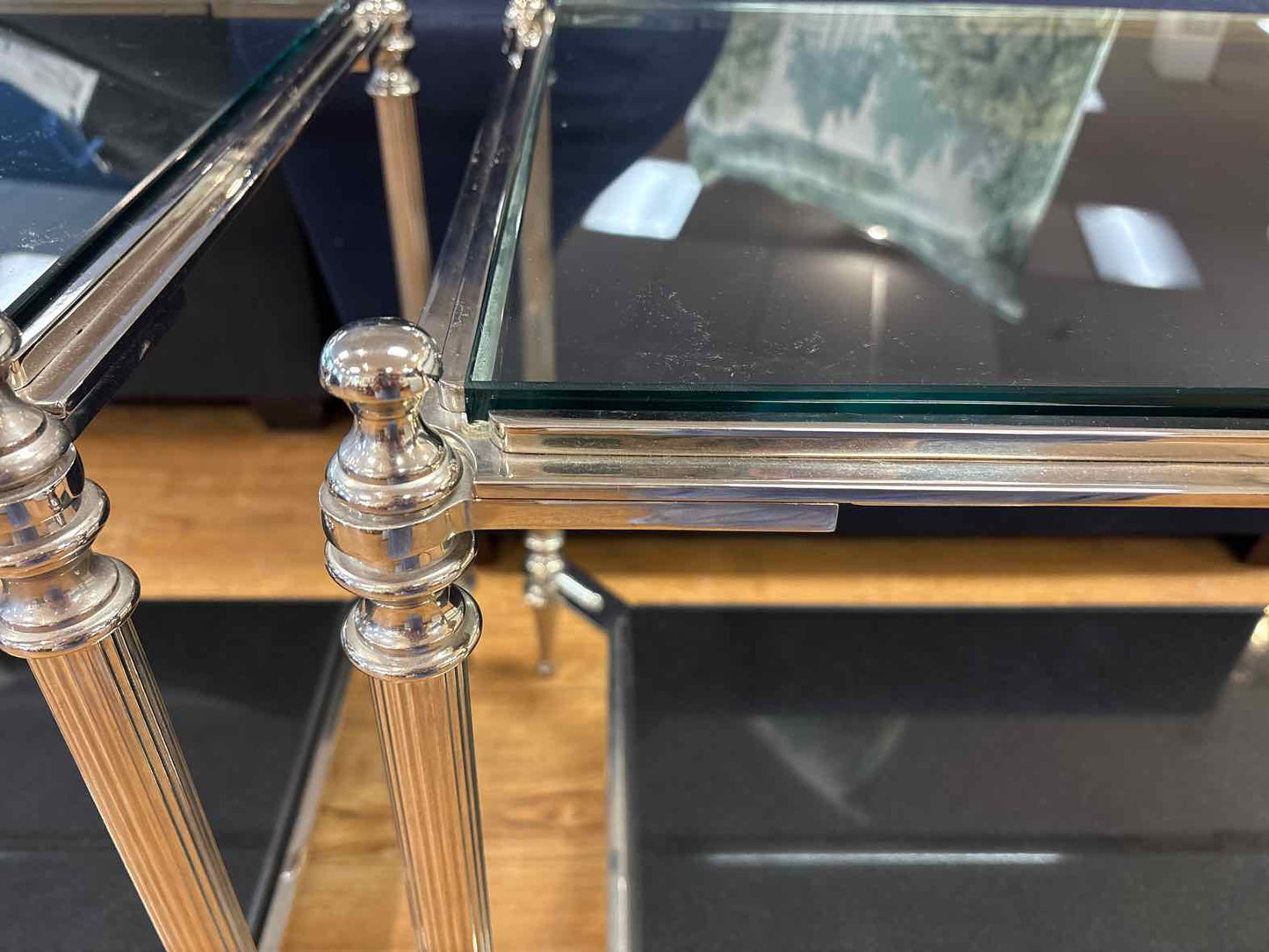 Pair of Chrome and Glass Side Tables