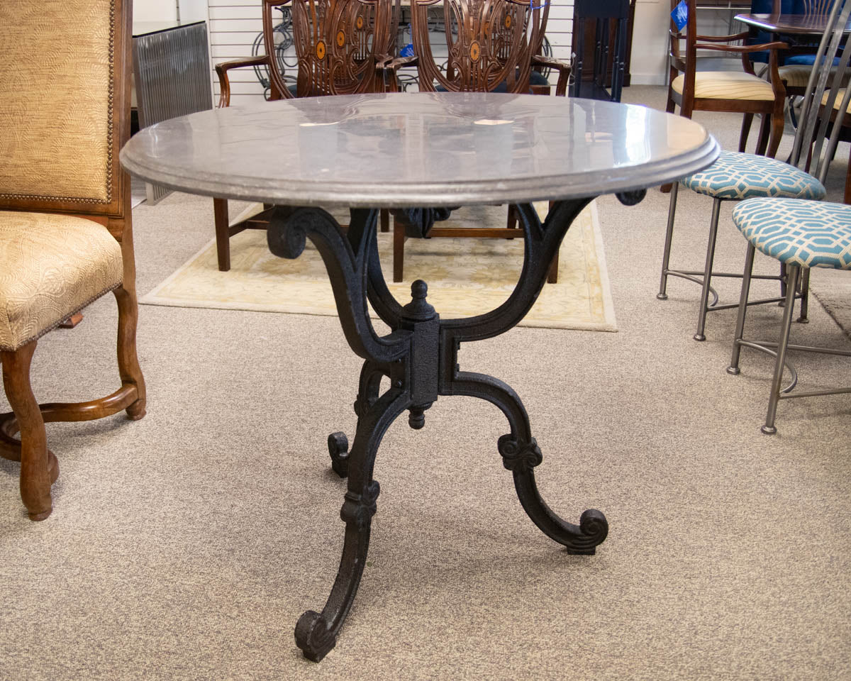 Four Hands Hughes Iron Bistro Table with Bluestone Top