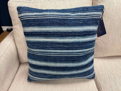 Textured Blue Stripe Accent Pillow